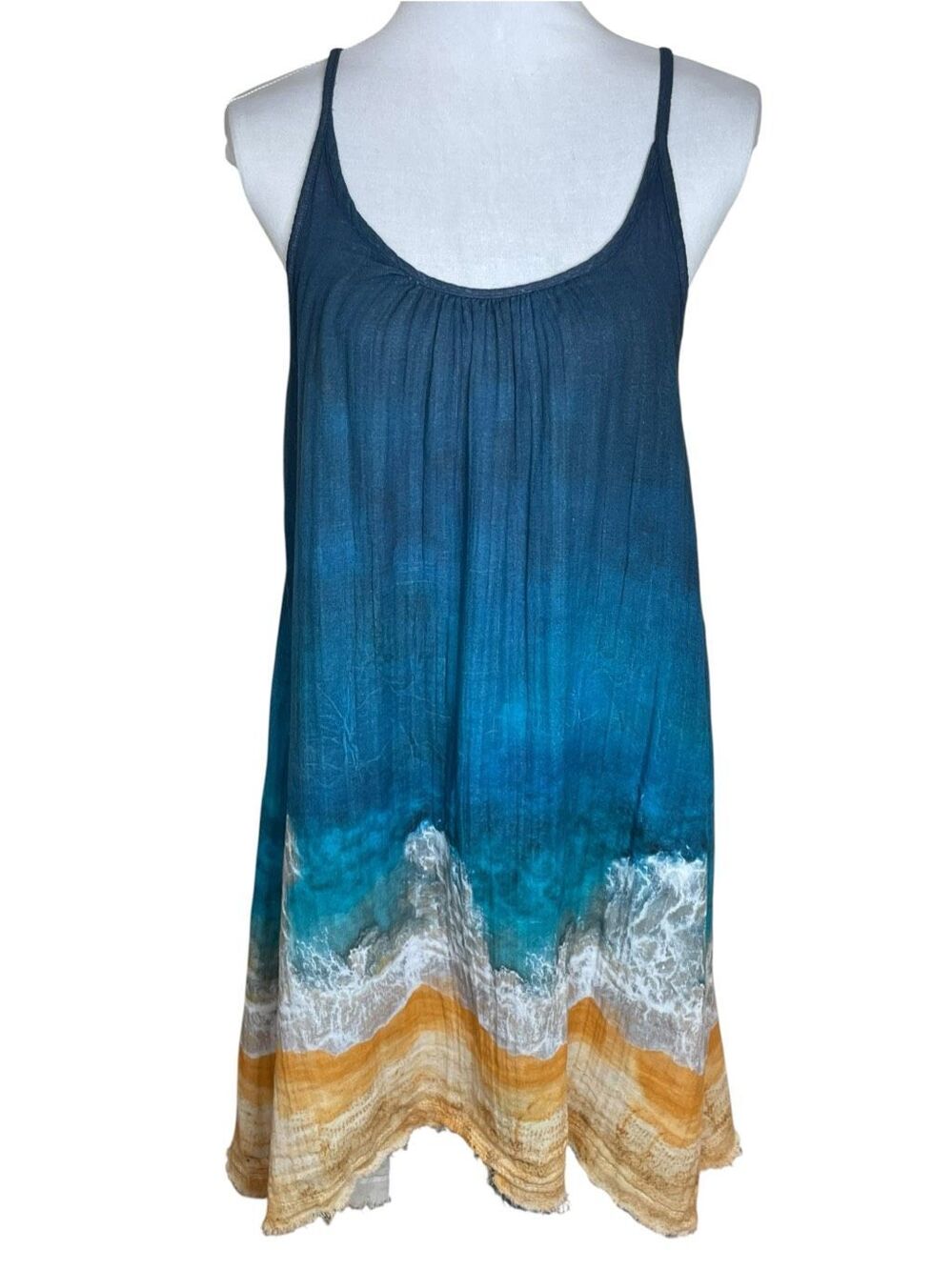 Natural Life Coco Cotton Gauze Mini Dress in the Navy Beach Print Size Medium